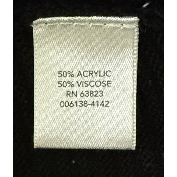 Women Black Open Knit Sweater Strappy Back Lightweight Long Sleeve Top Size Med - Picture 6 of 9